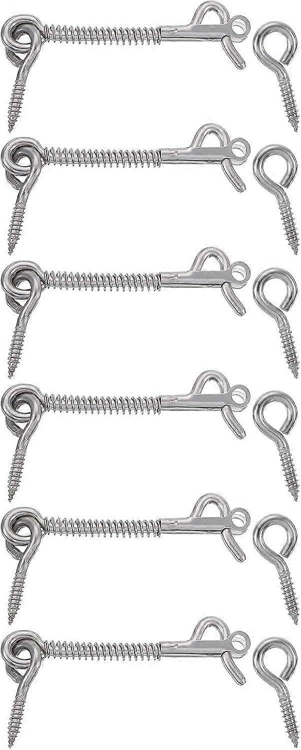 6Pcs Safety Hook and Eye Latch, 3" Stainless Steel Gate Hook and Eye Latch with