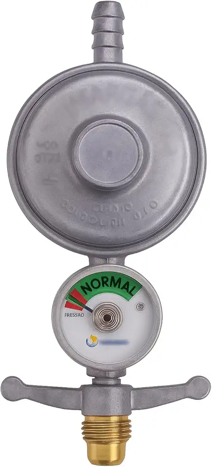 Registro Regulador de Gás com Manômetro, Vazão 1kg/h, Certificado INMETRO, 5 Anos de Garantia, Pressão Normal