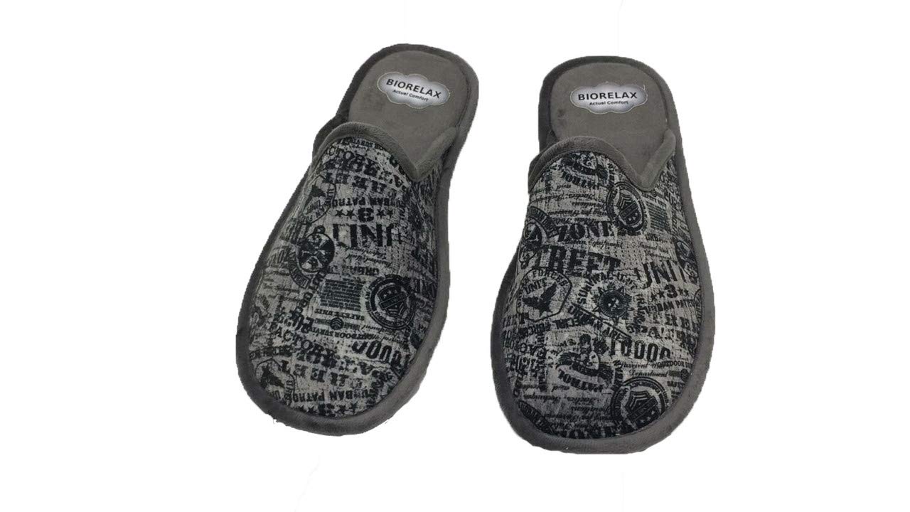 Biorelax Zapatillas de Estar por casa/Hombre Gris/Suapel