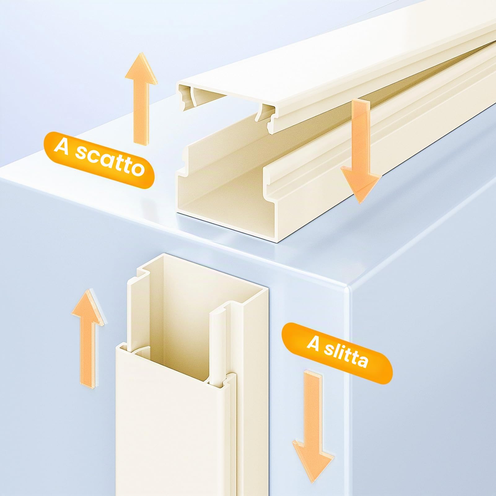 Delamu Canalina Passacavi Muro, 4M Adesiva Canaletta per Cavi Elettrici Verniciabile cavo di correttore Covers, Copertura Per Cavi per Computer A Casa O In Ufficio, 10 Pezzi L400mm*W24mm*H14mm, beige