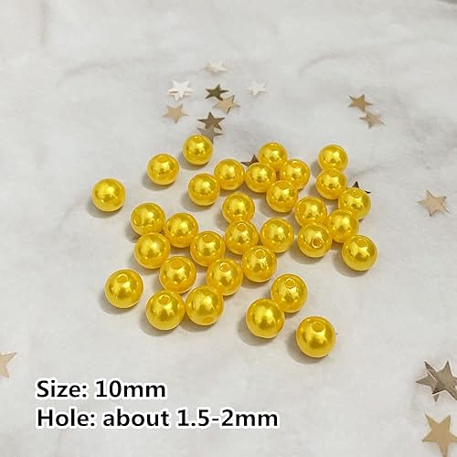 Miniatura 3 de 200 cuentas de perlas de 0.394 pulgadas (0.394 in) de satén redondas sueltas de plástico para hacer joyas, aretes, pulseras, collares, llaveros,
