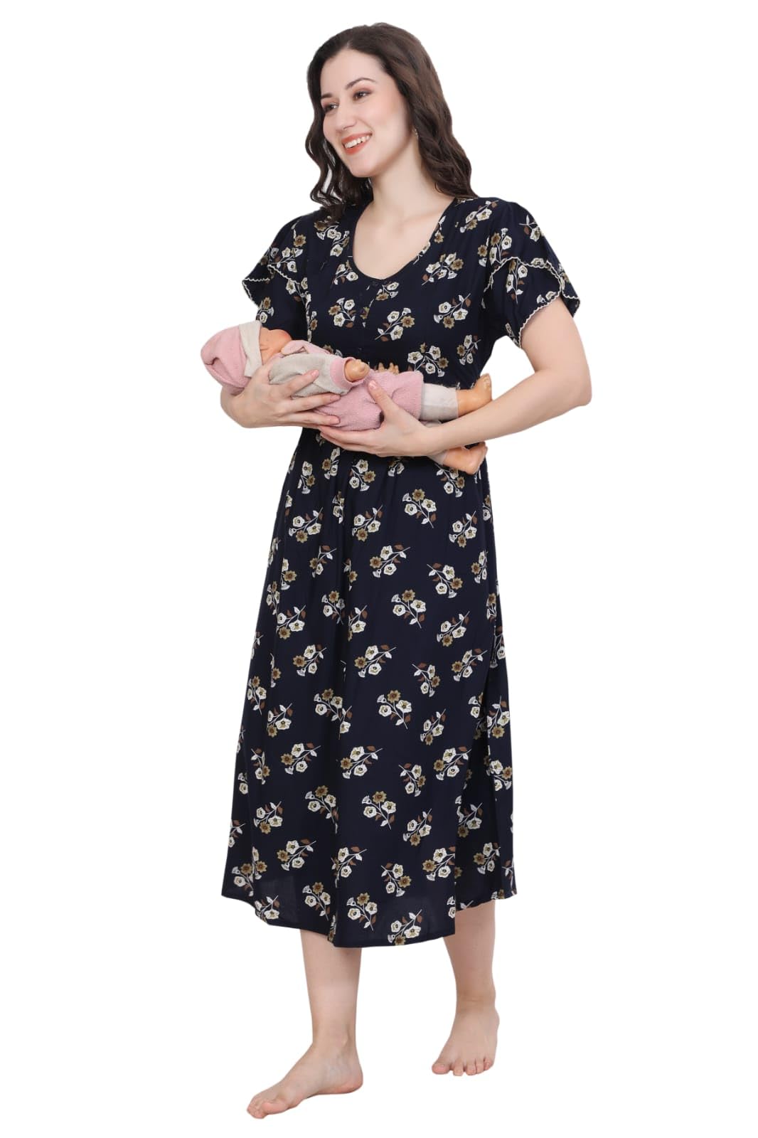 Women's Ribbon Premium Zipless Maternity & Nursing Dress – Soft, Comfortable, Breastfeeding-Friendly, Stylish Pregnancy Wear-image-25