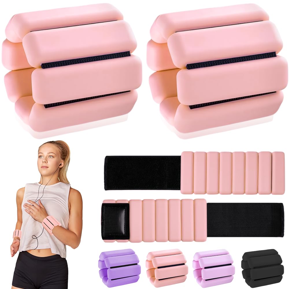 Duscdesp Ankle Wrist Weights for Women Men,2Pcs Adjustable Leg Arm Weights,Weighted Bracelet Wristbands 2lb,Wrist Ankle Weight for Pilates Fitness Gym Equipment (Flesh Pink)