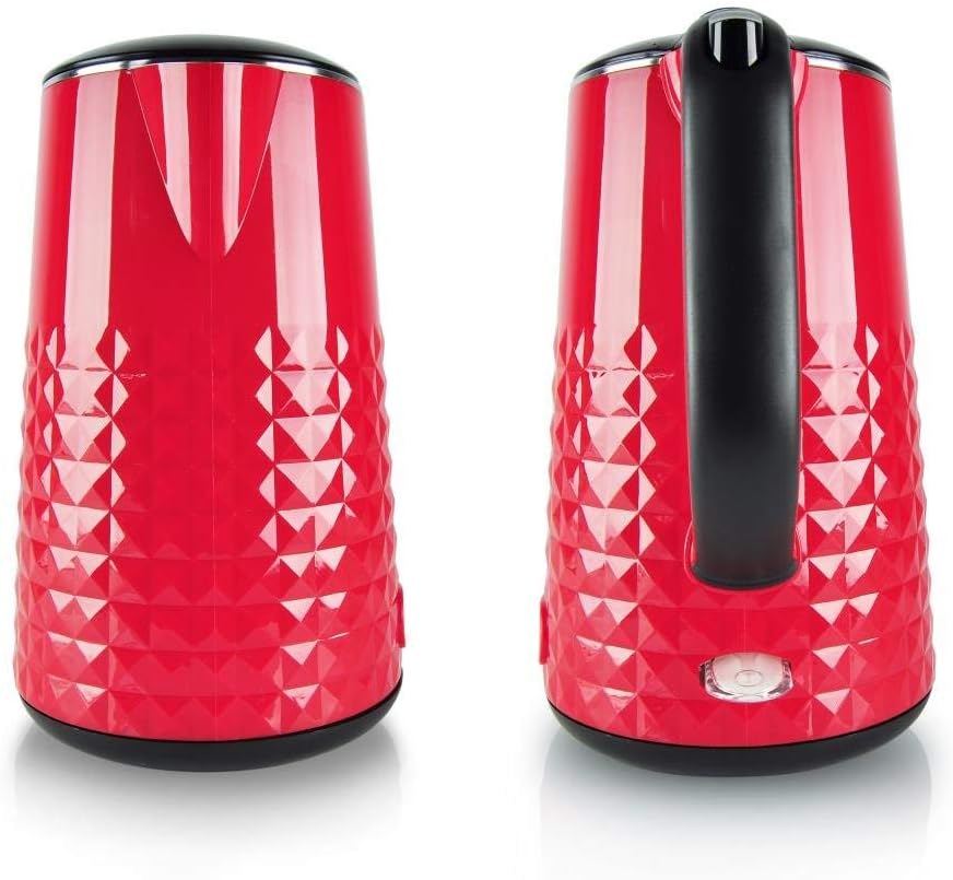 NutriChef 1.5 Liter Electric Water Kettle - Cordless Automatic Power Off Safety Feature Premium Brushed Stainless Steel For Coffee and Tea w/ Convenient Easy-Pour Safety Locking Spout PKWK10RD