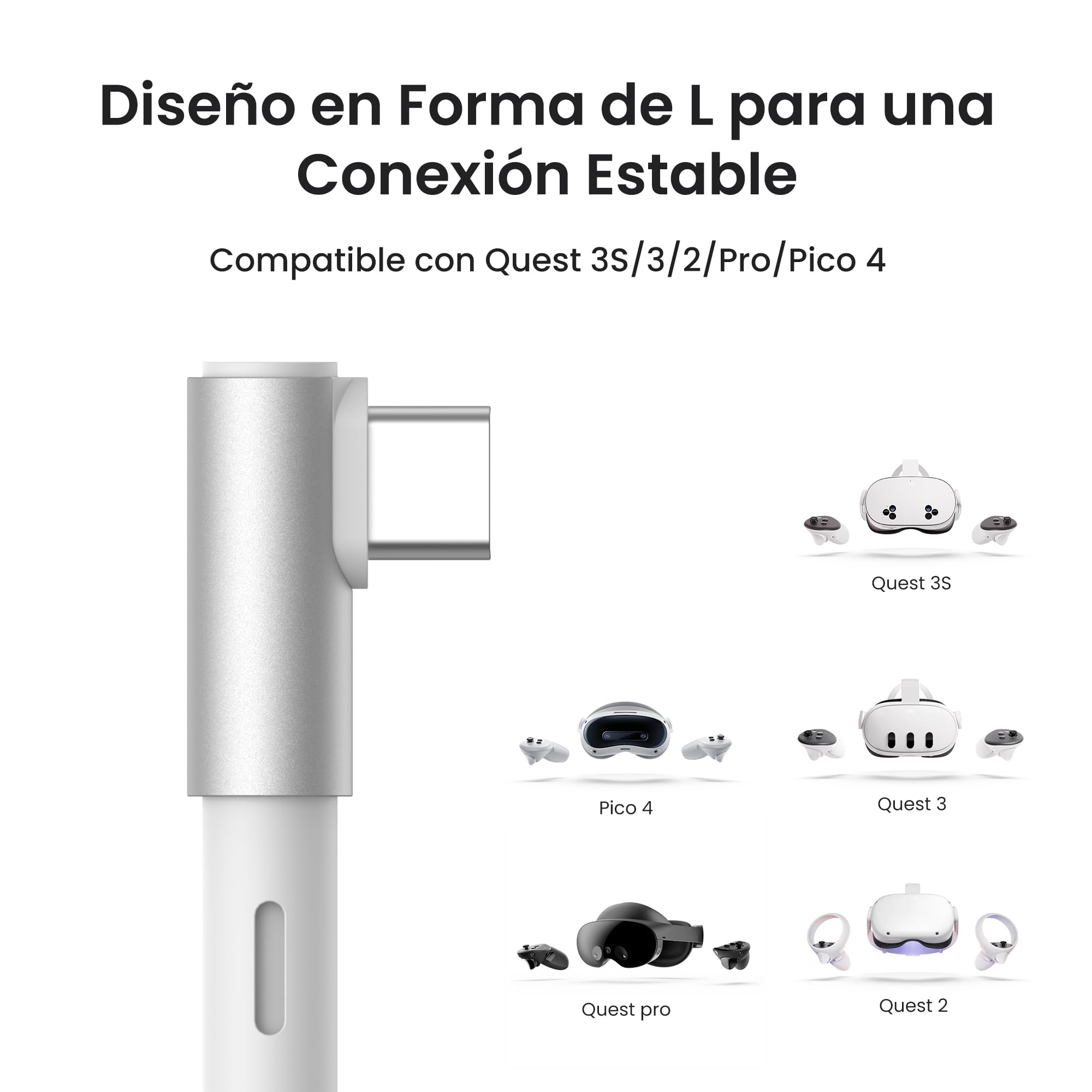 KIWI design Cable Link con Carga 5M Compatible con Meta Quest 3s Quest 3 Quest 2/Pro/Accesorios Pico 4 y PC/SteamVR, Cable USB 3.0 a USB-C Link con Super Rápida 5 Gbps, para Juego Prolongado