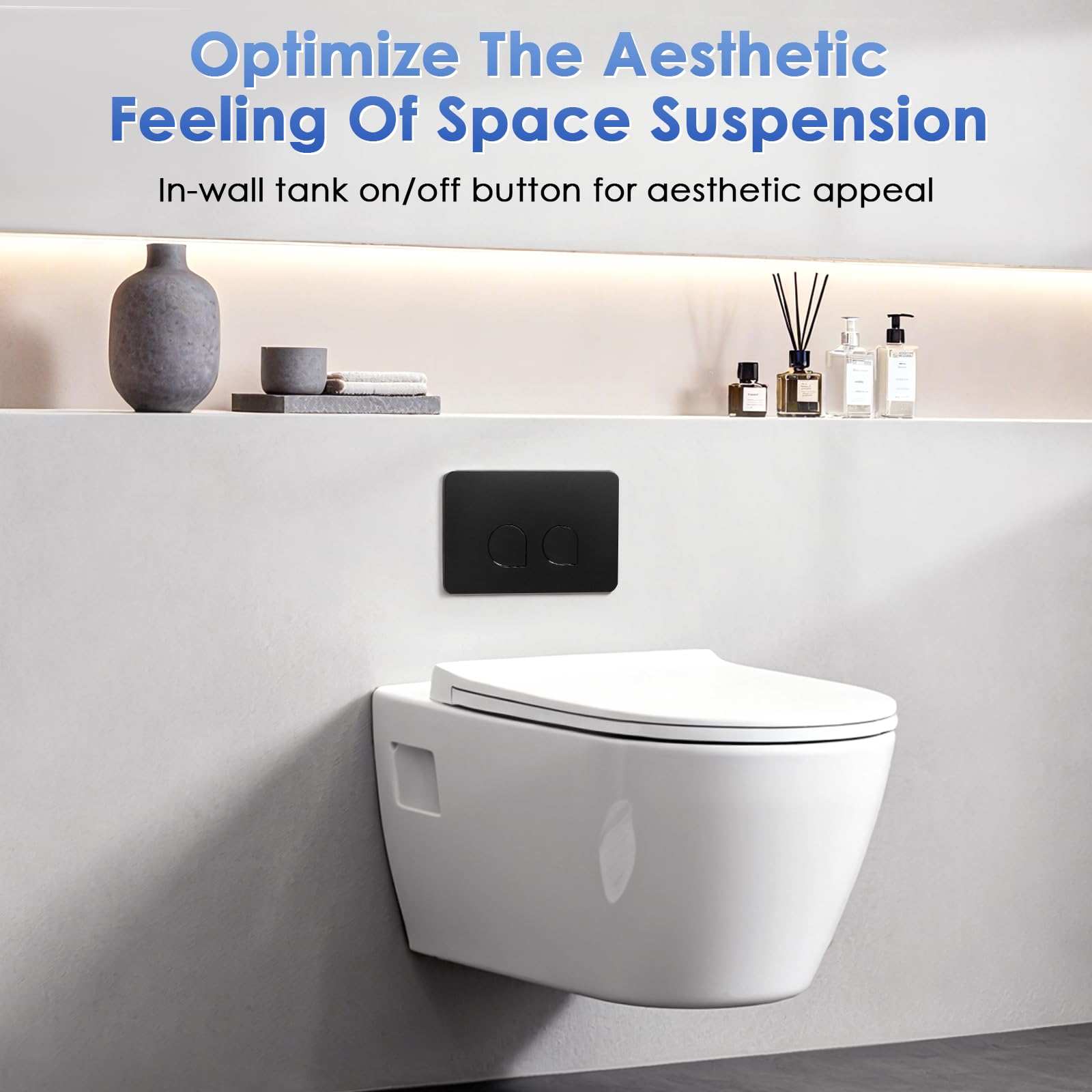 Placca di Comando WC Compatibile con Geberit Sigma 01, 10, 20, 21, 30, 50, 60, UP300 e UP320, Pannello Frontale per Cassetta WC Incasso, Doppio Scarico, Dimensioni: 245 × 164 mm(Nero)