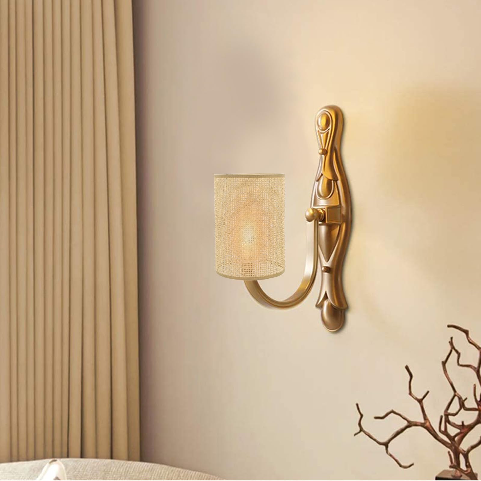 Cubierta de lámpara colgante para lámpara colgante, 2 piezas de ratán tejido de ratán, cubierta de luz cilíndrica, pantalla rústica bohemia para lámpara de mesa, lámpara de mesa para decoración 4