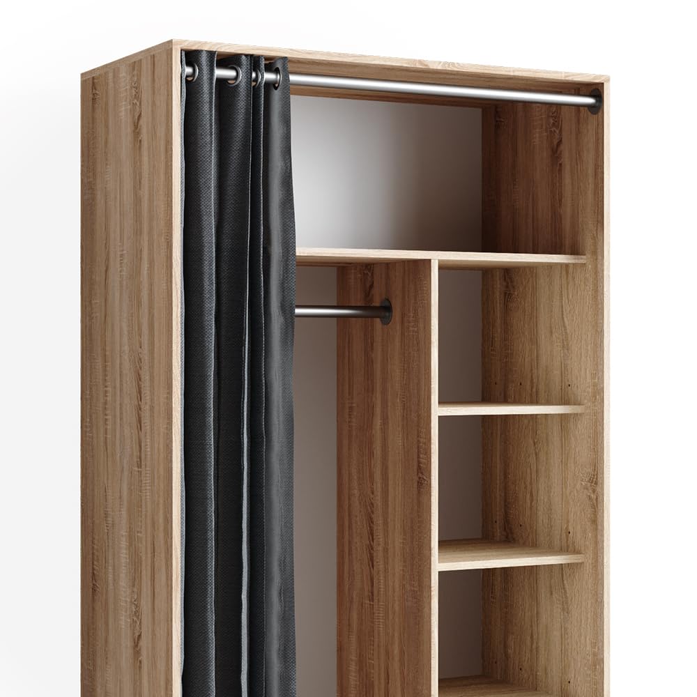 Vicco Armoire Doros, Sonoma, 100x168cm Ouvert, avec roulettes, pour Le Rangement Flexible de vêtements et Accessoires