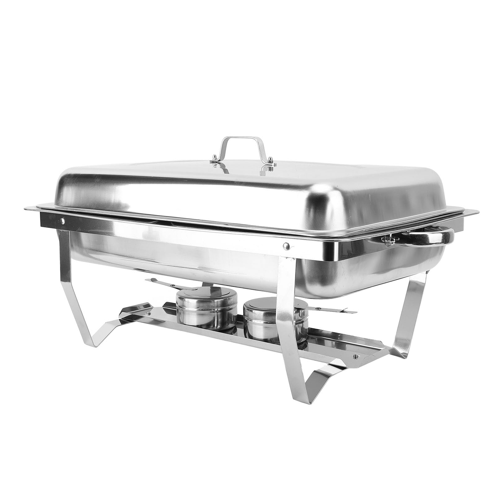 Bewinner Scaldabuffet Commerciale in Acciaio Inossidabile con 2 Scomparti per Catering, con Fornello a Etanolo, Scaldavivande Elettrico a Doppia Pentola con Isolamento a Base d'Acqua per