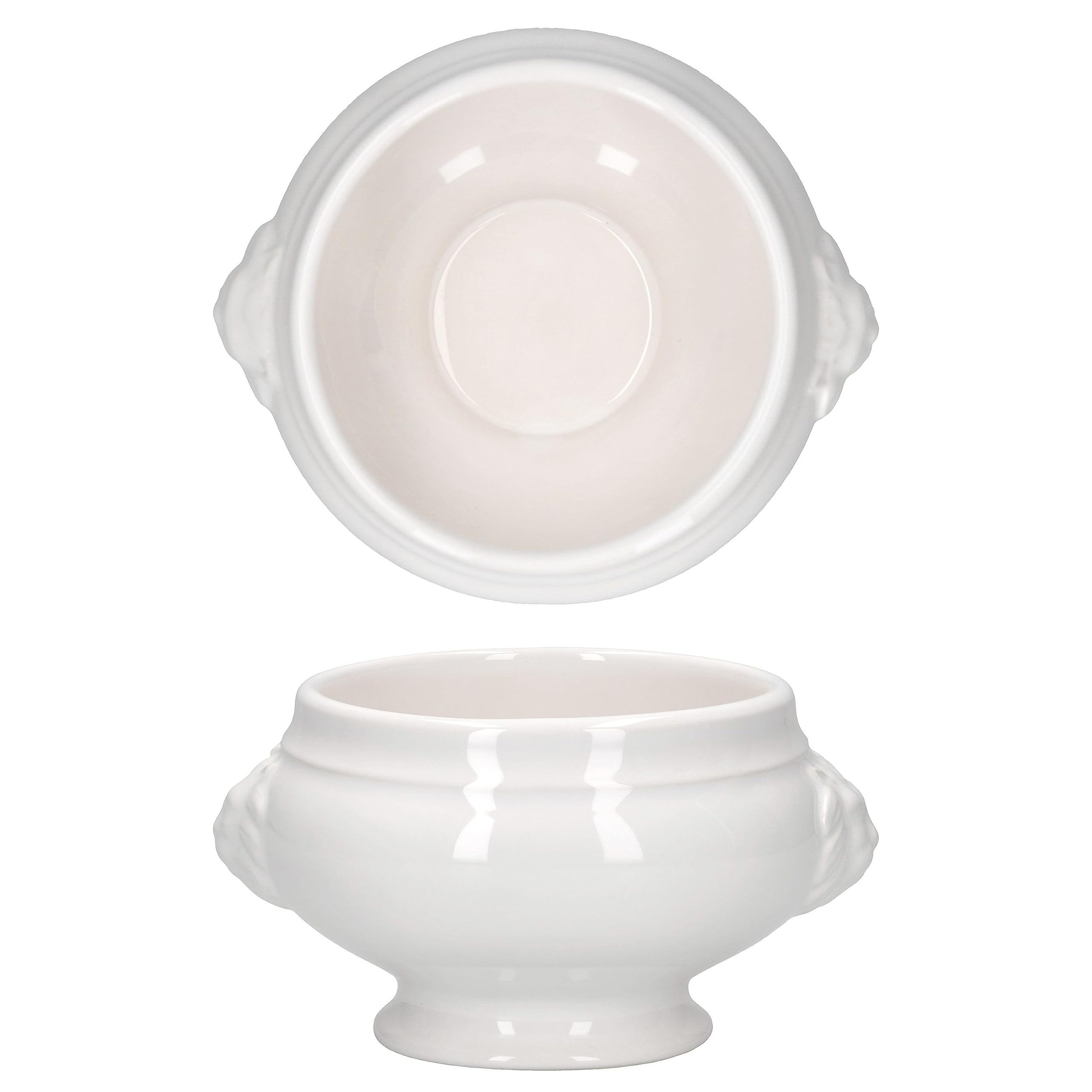 MamboCat Leo, set da 24 terrine a testa di leone, piccole – 250 ml, per 24 persone, tazze da zuppa bianche da 0,25 litri, zuppa con teste di leone, per zuppa di nozze, piselli o lenticchie