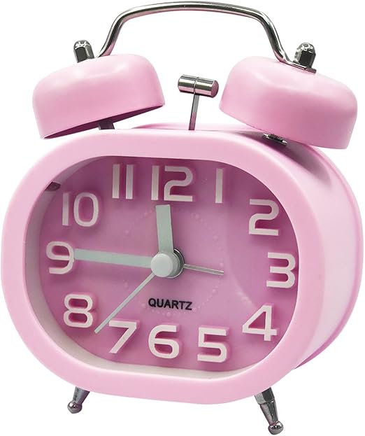 Coolzon Retro Analog Alarm Clock 3" Twin Bell Quartz Alarm Clocks Non