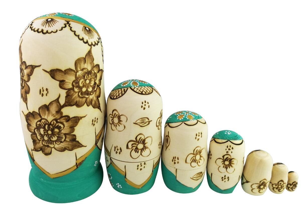 Poupée russe 5 pièces blanc bleu T9050 : Artisanat russe Poupée russe 5 pièces blanc bleu T9050 : Artisanat russe