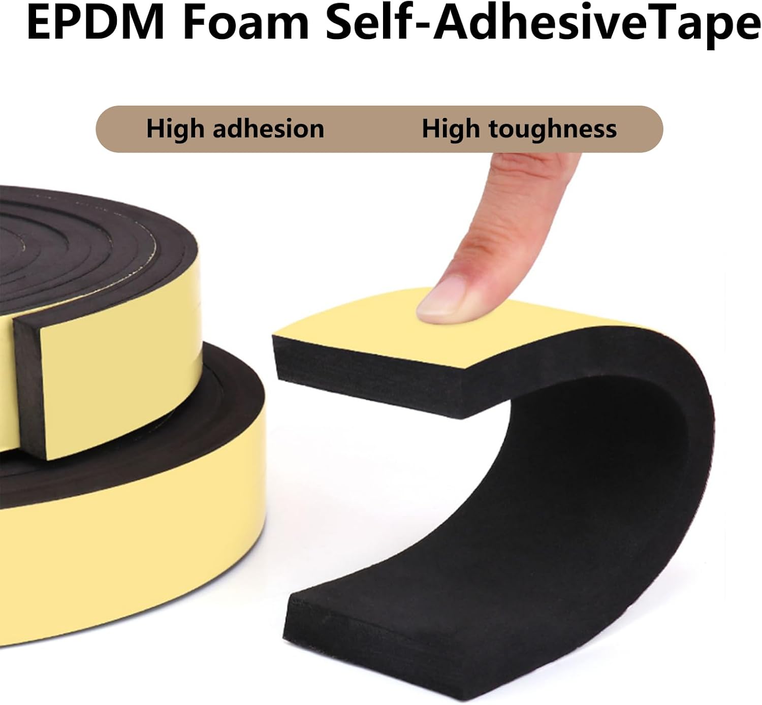 2m EPDM Foam Tape Self-Adhesive Rubber Seal Strip for Weatherproofing, Door Window Sealing, Noise Reduction and Automotive Sealing,20mm×35mm