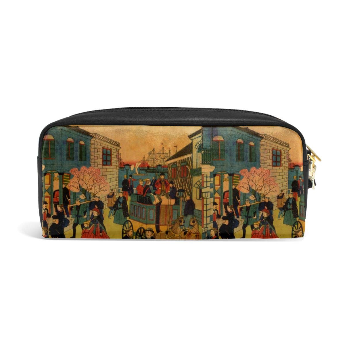 Amazon | ペンケース 筆箱 昔の街 昭和 多機能 収納 大容量 軽量 防水