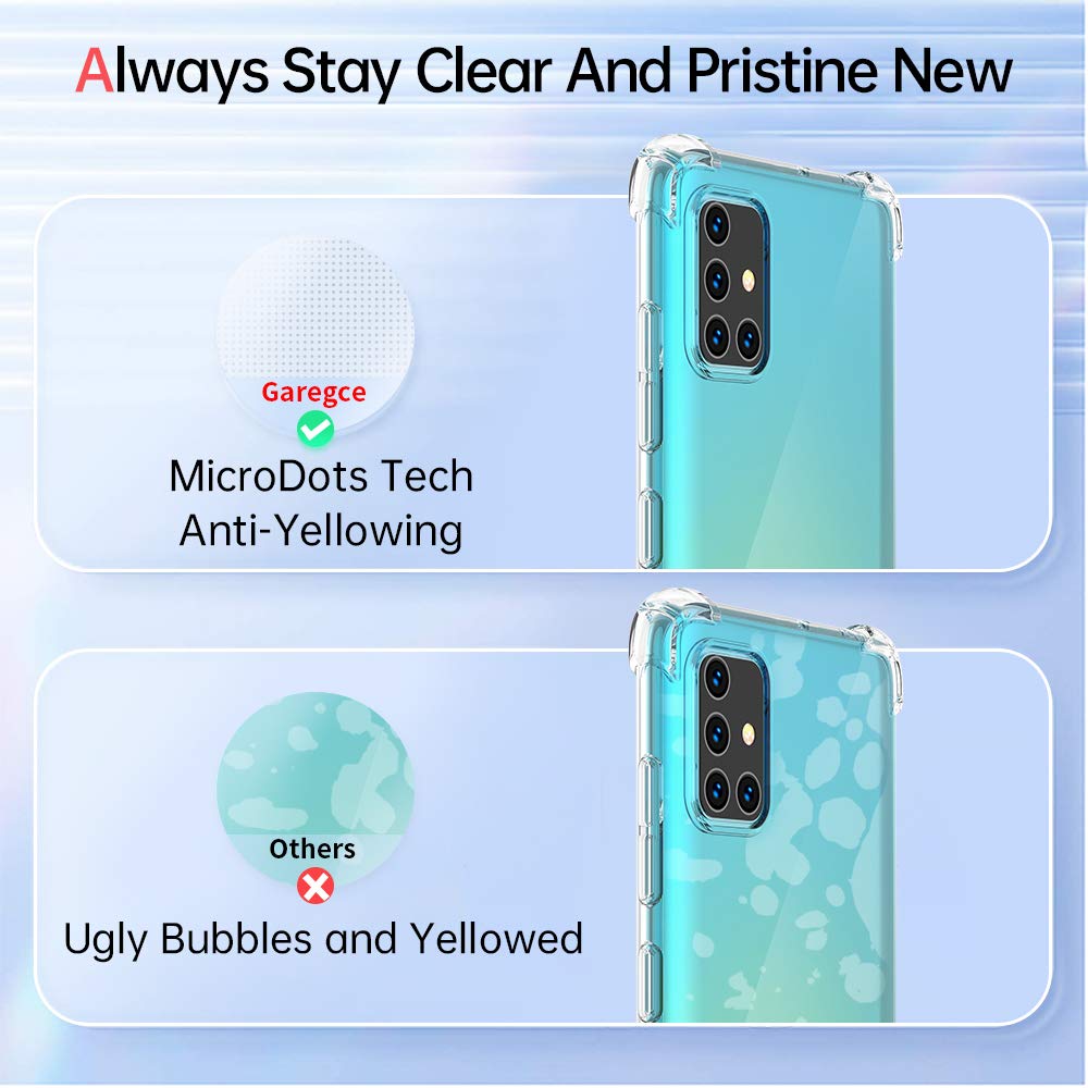 Case Compatible with Galaxy A51, 2 Packs Screen Protectors, Clear Silicone Soft Shockproof Bumper, Anti Scratch Protection Phone Cover Compatible with Galaxy A51 6.5 inch- Clear