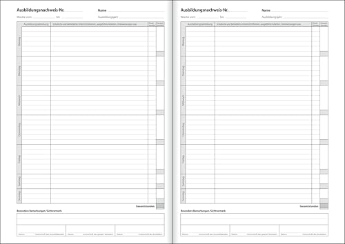 SIGEL AW480 Ausbildungsnachweisheft / Berichtsheft für tägliche Eintragungen, DIN A4, 28 Blatt / 56 Seiten, 1 Woche im Überblick auf 1 Seite, ausreichend für 1 Jahr