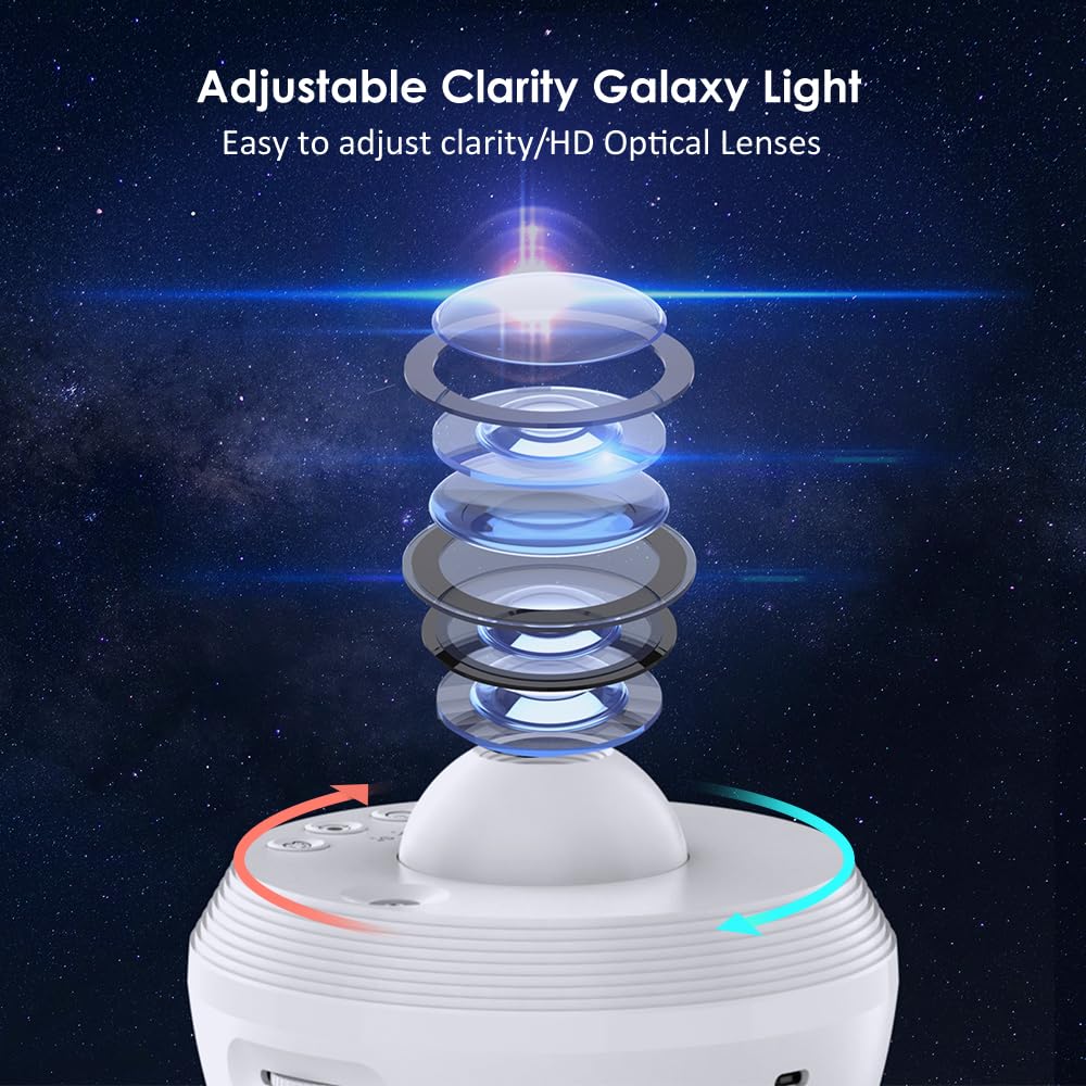 Elec3 Proiettore di stelle, luce notturna per camera da letto con 4K sostituibili 13 dischi Galaxy e 6 luce notturna, rotazione a 360 gradi, lampada proiettore nebulosa cielo stellato, luce notturna