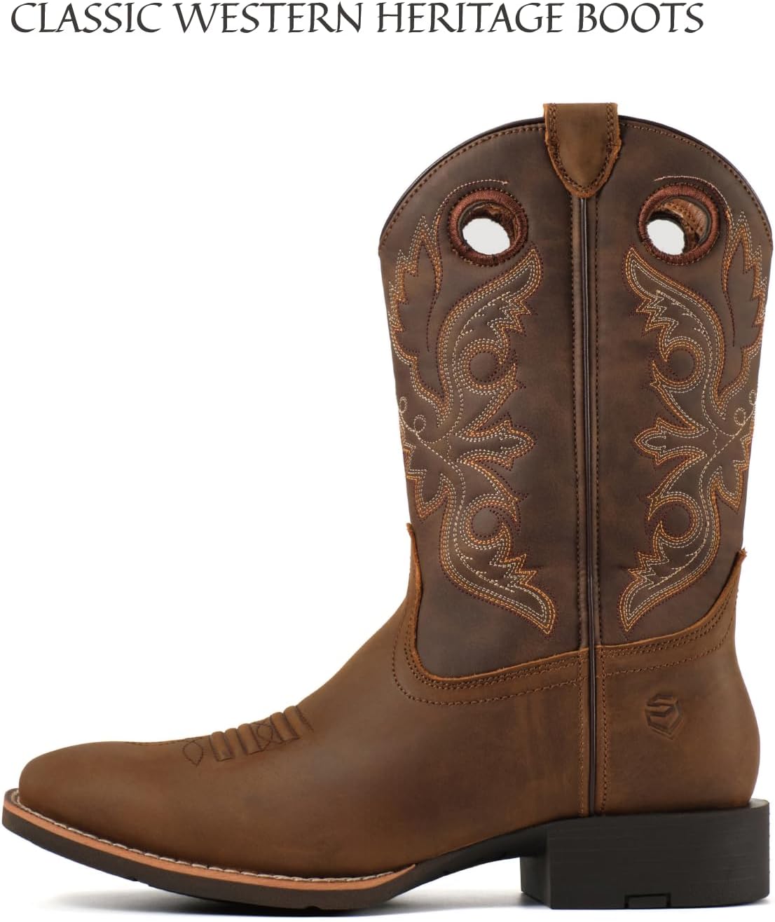 SUREWAY Western Boots For Men - Mens Square Toe Cowboy Boot,Oil/Slip Resistant,Durable Fashionable Classic Pull on 10 Inch Wellington Boots - Soft Toe Work Boots - Image 3