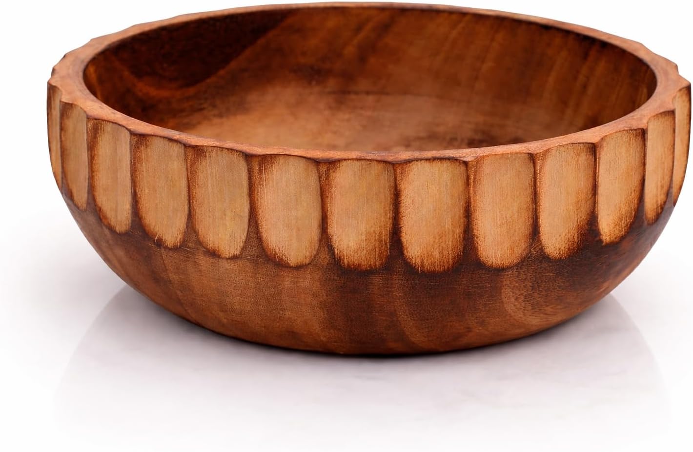 Handmade Wooden Snack Serving & Key Bowl, Decorative Countertop, 6 x 2 Inch