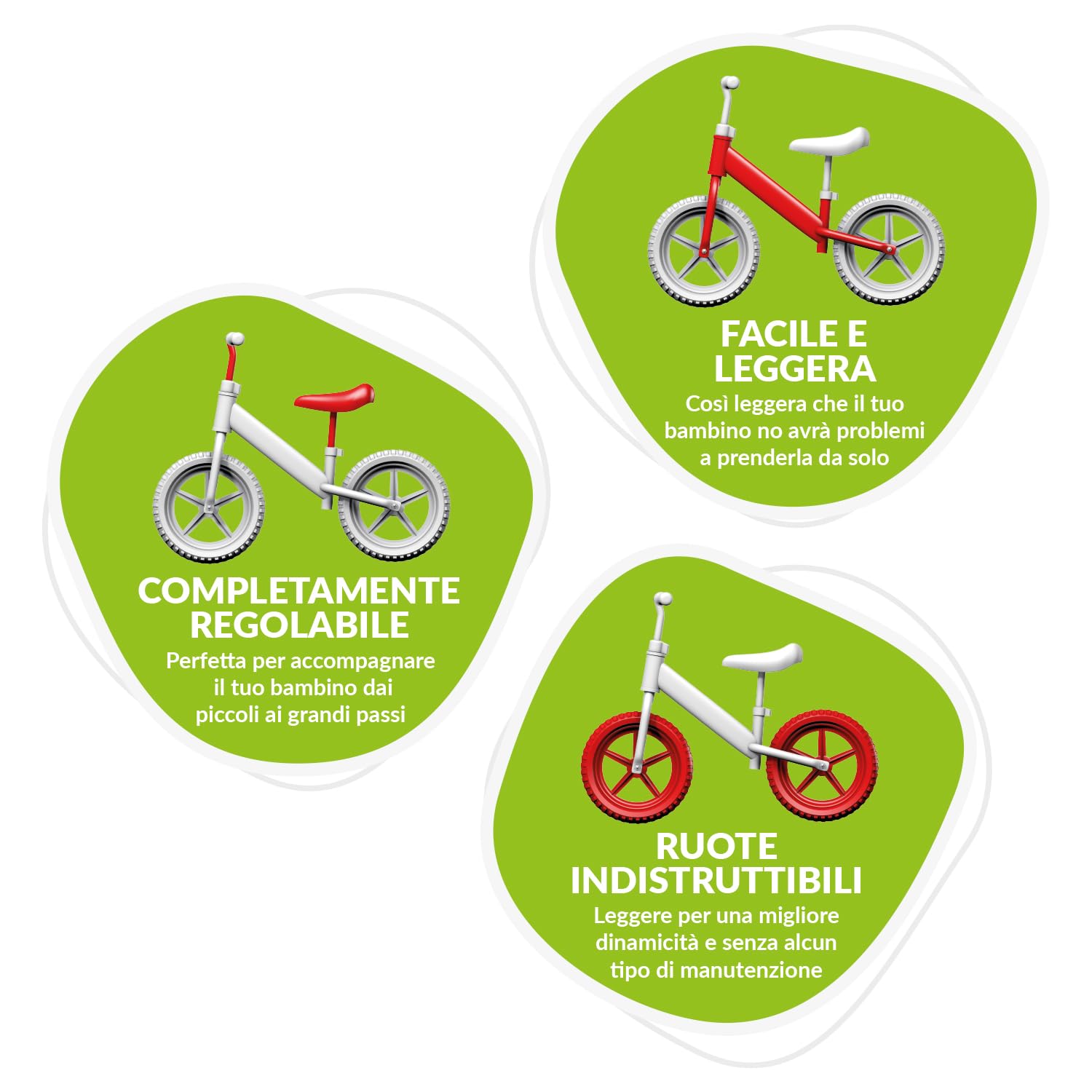 Bicicletta Bambini Senza Pedali 2-5 Anni, Bici Senza Pedali Balance Bike per l'Equilibrio, con Manubrio e Sellino Regolabili, Max 25 Kg, Giochi Bambini 2-5 Anni