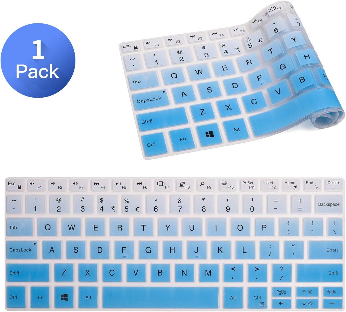 DELL XPS 13 Keyboard Cover, Premium Keyboard Skin Protector for 2018 Newest DELL XPS 13 9370 & 2017 Release DELL XPS 13 9365 13.3" 2 in 1 Ultrabook Keyboard Protective Skin, Gradual Blue