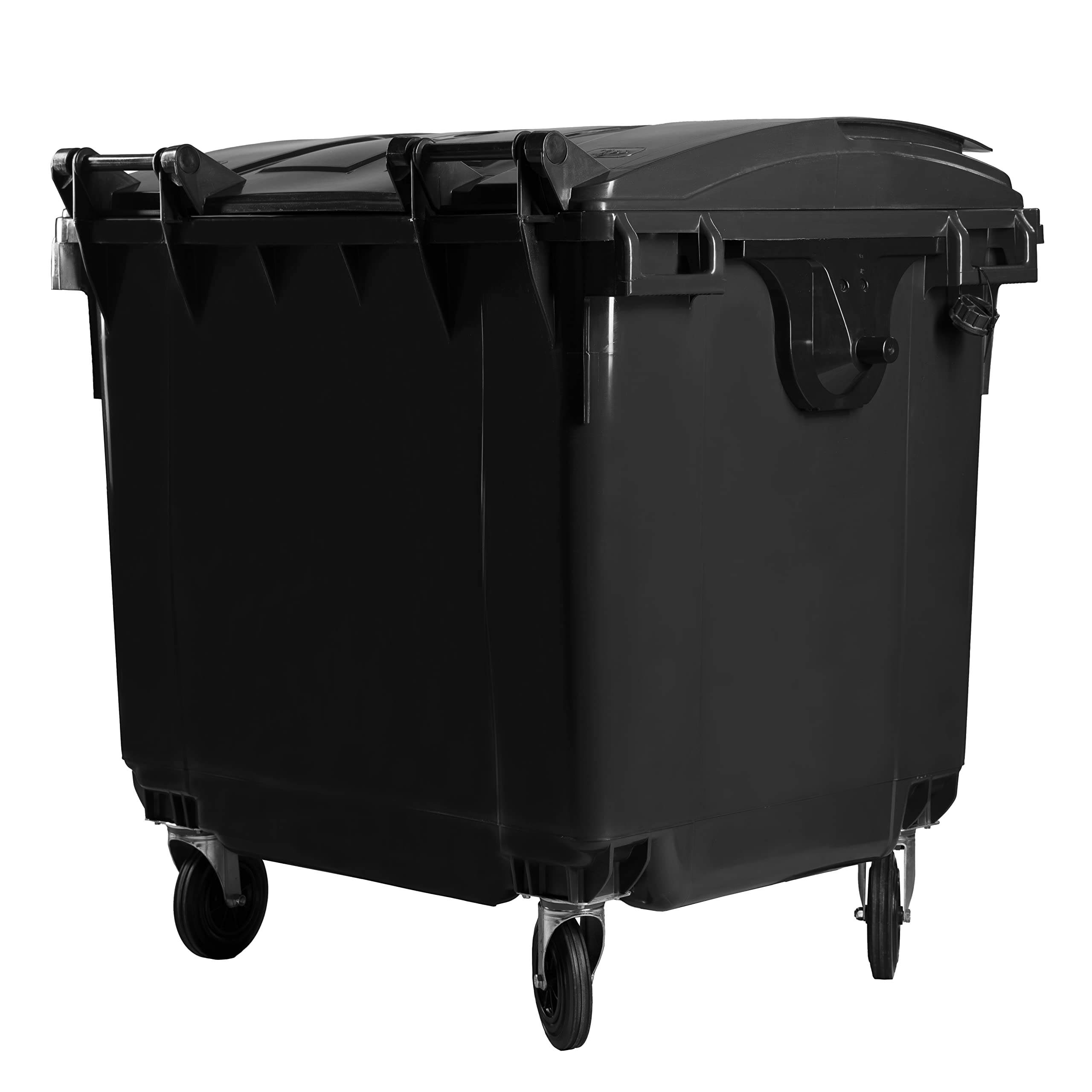 Hardwex Müllcontainer mit 4 Rädern mit Flachdeckel, Müllgroßbehälter, Abfalltonne, Mülltonne, Volumen: 1 100 Liter, Farbe: Blau, Größe: 1 344 x 1 370 x 1 070 mm
