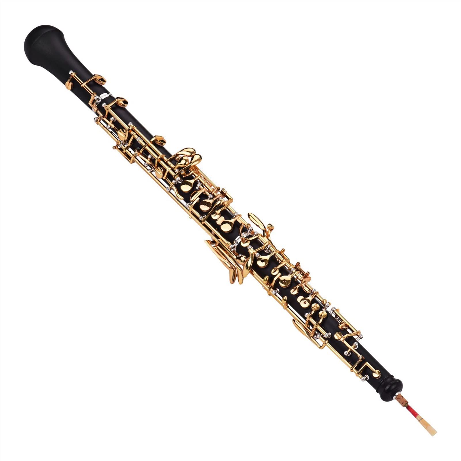 Strumento Oboe Strumento Professionale in Stile Semi-Automatico in Stile c-Key Oboe con guantoni in Pelle Oboe Reed Custodia in Pelle Principiante di Oboe (Color : Silver-Plated Keys)