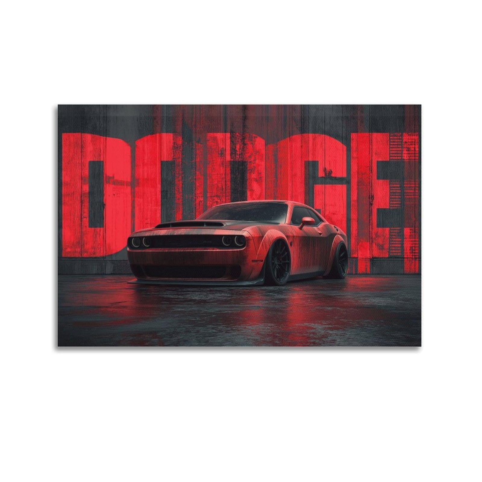 OKAHYS USA Muscle Car Challenger SRT Demon Poster Modern Decorative Canvas Prints - Ideal Wall Art for Family, Man Cave, Game Room, Boys & Girls Bedroom 24x36inch(60x90cm)