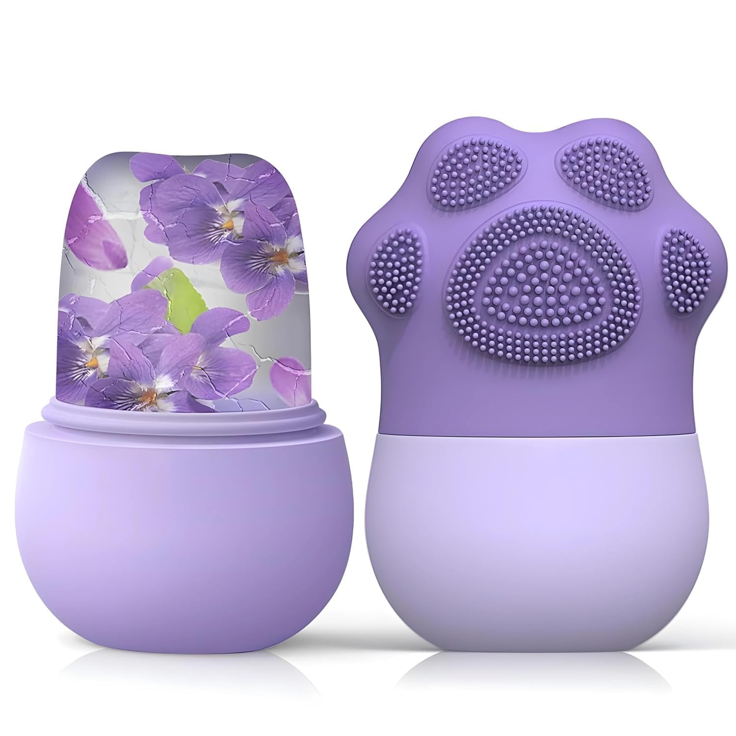 LISHER Ice Roller for Face Massage & Eye, Anti-Leak Silicone Ice Face Roller Ice Mould With Cleansing Brush, Women Skin Care Ice Facial Roller for Eliminate Edema & Calm Skin, Shrink Pore (Purple)-image-0