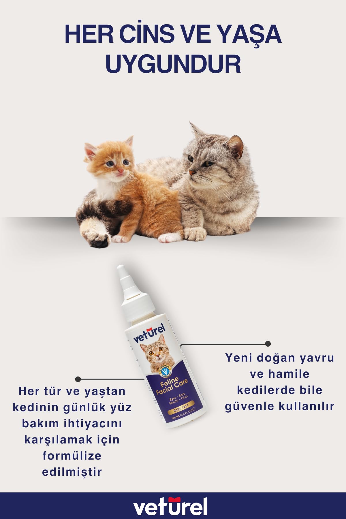 Veturel Kedi Yüz Bakım Solüsyonu 2x100ml