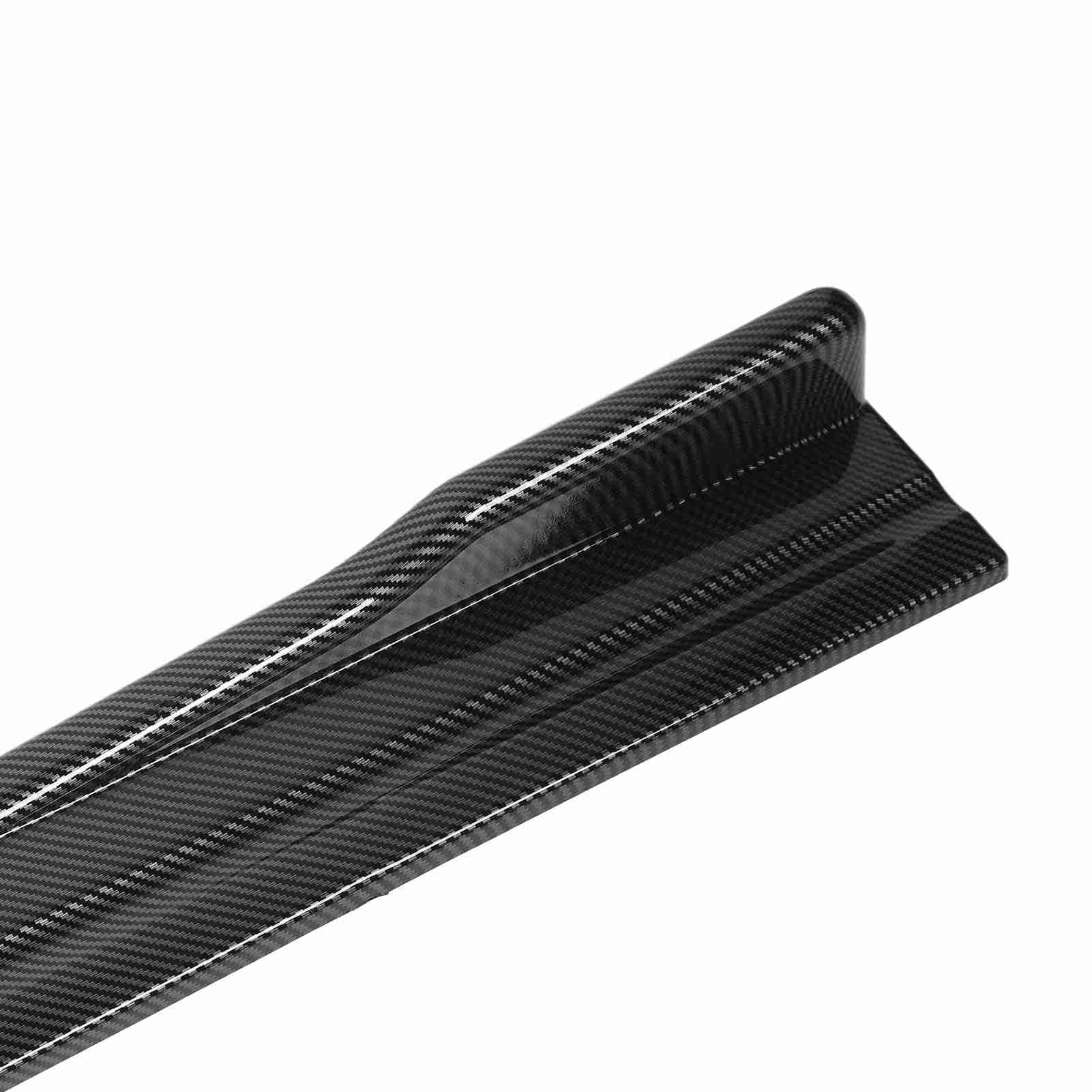 8 faldas laterales de coche de 86.5 in, divisores ABS con patrón de fibra de carbono, reemplazo universal para, panel basculante negro brillante con tornillos, mejora la