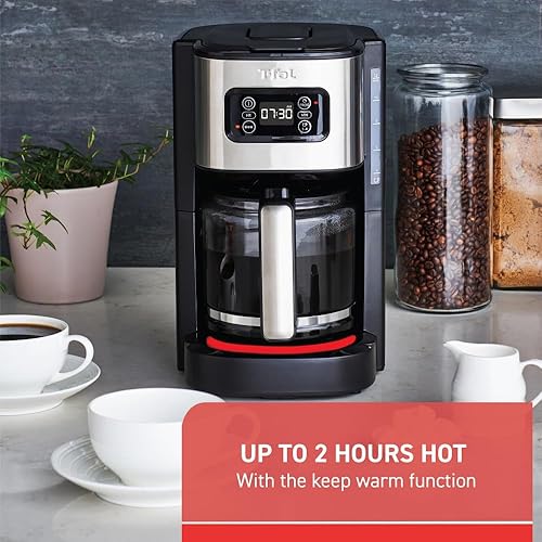 Miniatura 6 de T-fal Element - Máquina de café por goteo de plástico y acero inoxidable de 12 tazas programable, filtro reutilizable, pausa y preparación, jarra de