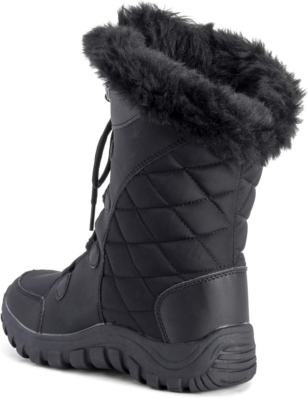POLAR Womens Quilted Faux Fur Cuff Winter Duck Rubber Sole Durable Snow Rain Outdoor Boots - Image 5