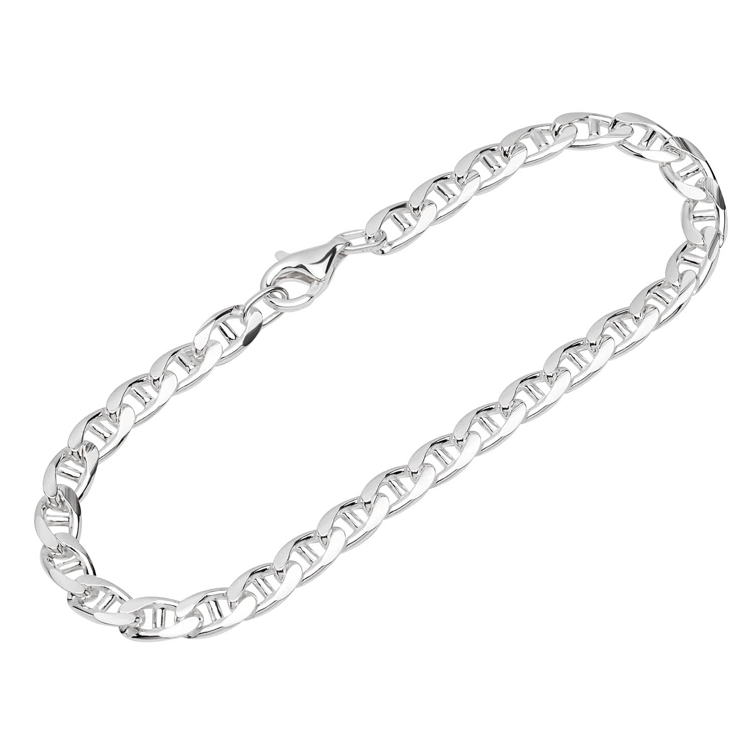 NKlaus pulsera de plata de ley 925 22cm barra de la cadena del tanque ovalada pulida cadena de la pulsera 12193