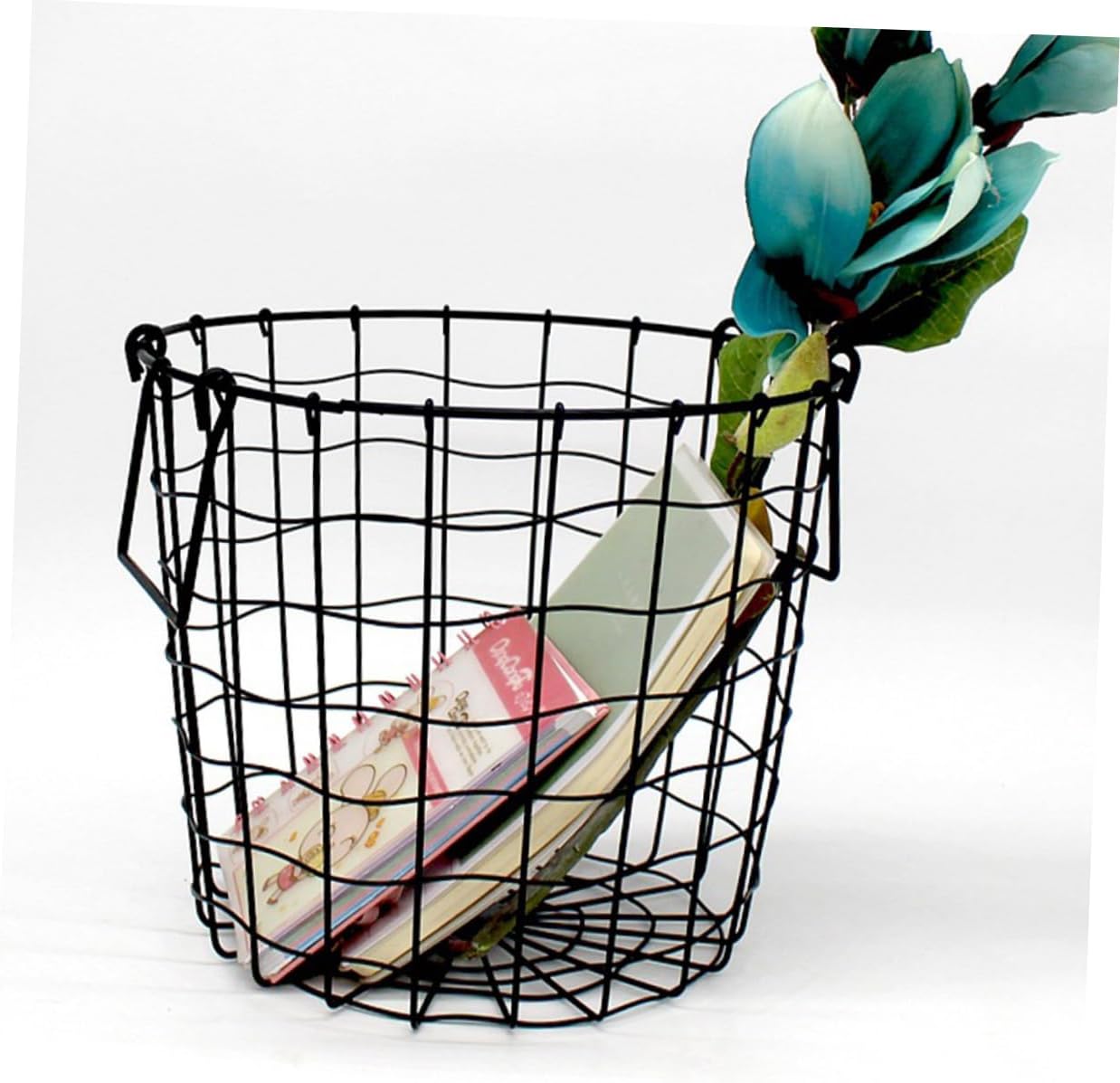 laundry basket Laundry basket portable to weave round grocery basket blanket metal basket wire basket Handheld sundries organizer bedroom storage basket desktop