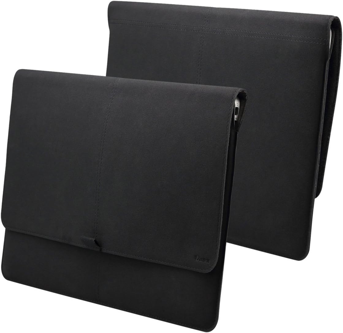 Valkit for Surface Pro 3 Sleeve, Slim Microsoft Surface Pro 4 Sleeve, Top Best Surface Pro 3 / Pro 4 Sleeve Bag, 12.3 inch PU Leather Tablet Carrying Cases and Covers with Card Slot, Black Color