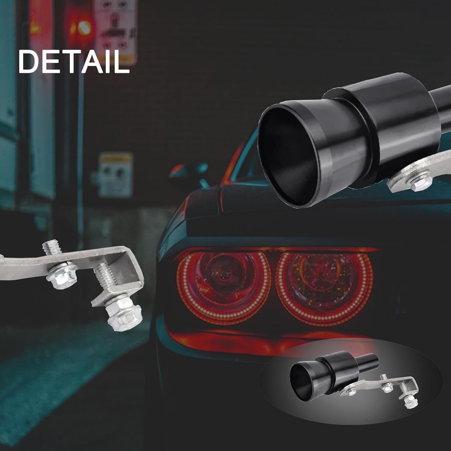 2 PCS Turbo Sound Whistle Simulator, Car Roar Maker Tail Pipe Whistle, Universal Aluminum Turbo Sound Whistle Exhaust Muffler Sound Booster, Car Styling Accessories (Black)