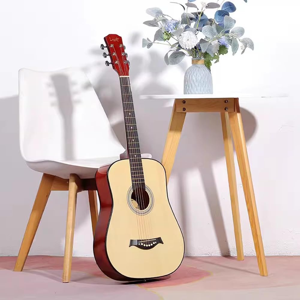 Zestaw gitar akustycznych dla początkujących, Instrument drewniany z pełnym zestawem akcesoriów, Kostki Przenośna gitara podróżna,Natural,40in