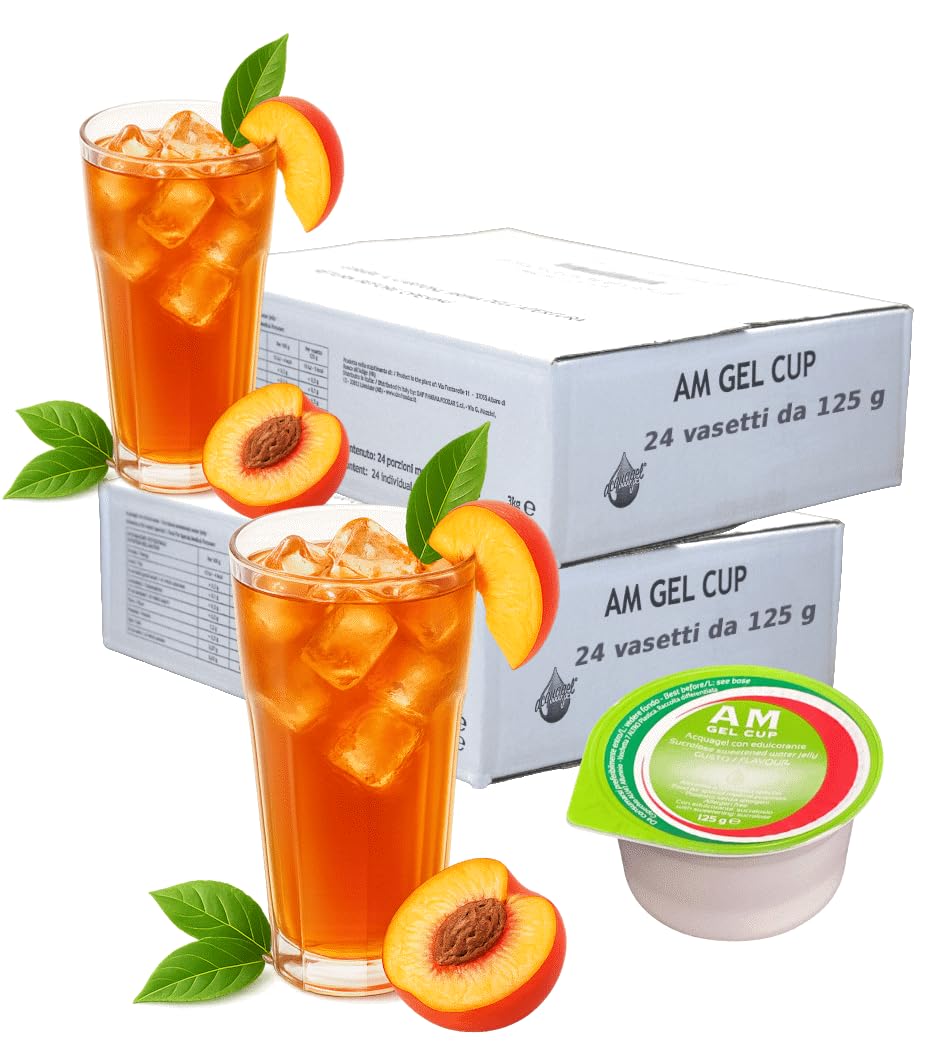AM Gel Cup Acquagel The Pesca Senza Zucchero, Acqua Gelificata - 48 Vasetti da 125g