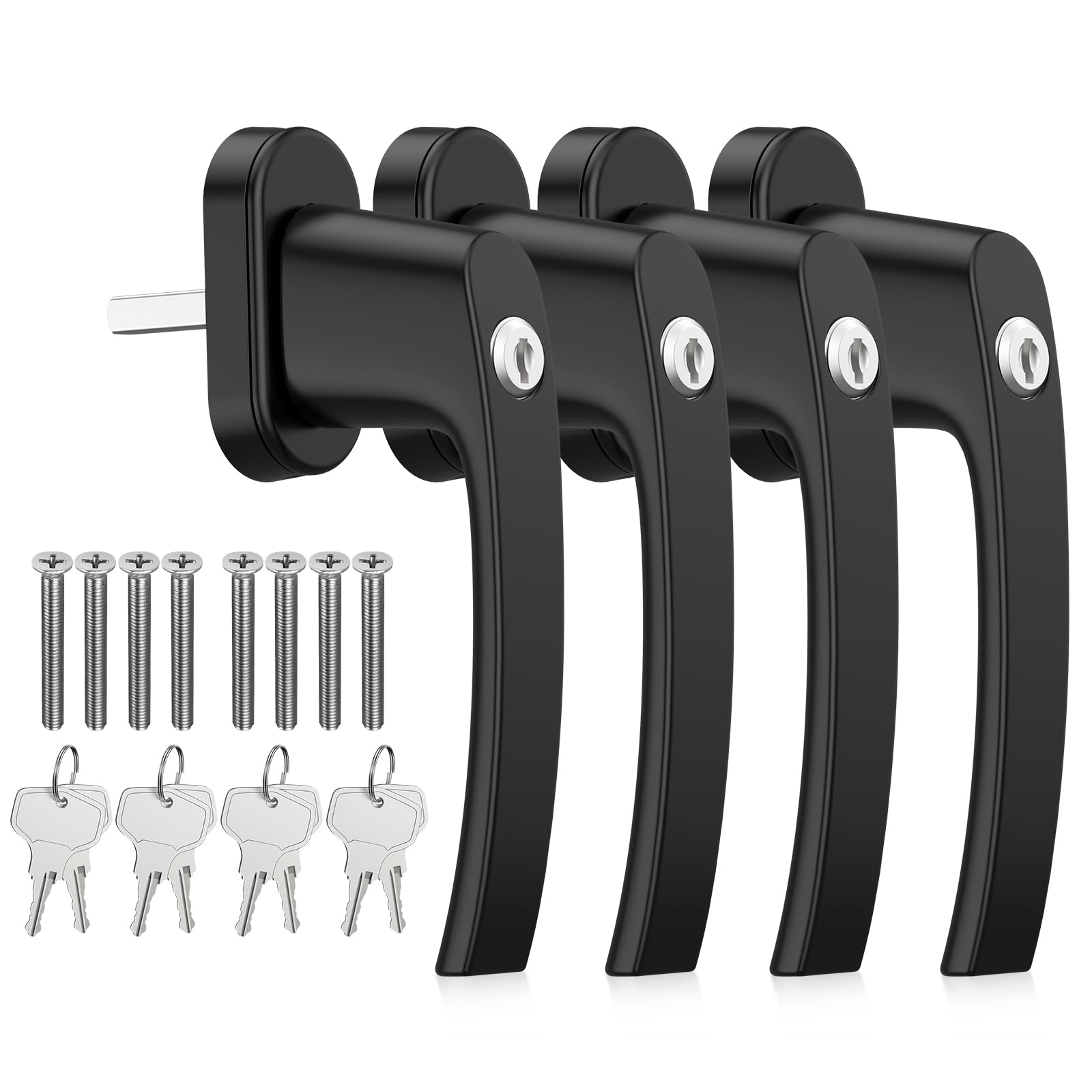 GETLITOOL Poignées de fenêtre verrouillables 35 mm Aluminium avec clés, sécurité Enfant, Noir