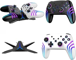 VidPPluing 2 Pack Switch Controllers with Charging Dock, RGB Switch 2 Controller for Nintendo Switch 1/2/Lite/OLED, Wireless Pro Controller with Motion Sensor/Vibration/Turbo/Wakeup Function