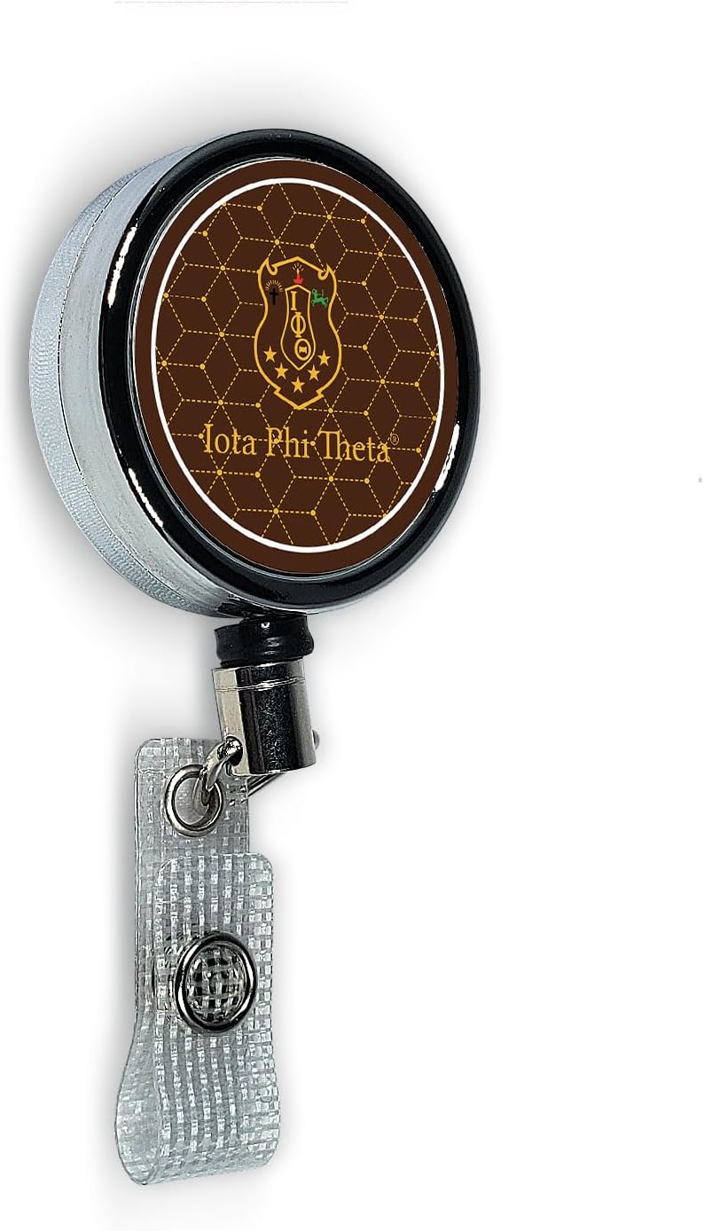 Iota Phi Theta Fraternity Name Badge Reel, ID Badge Reels with Belt Clip, Retractable Badge Reel (Iota Phi Theta 4)