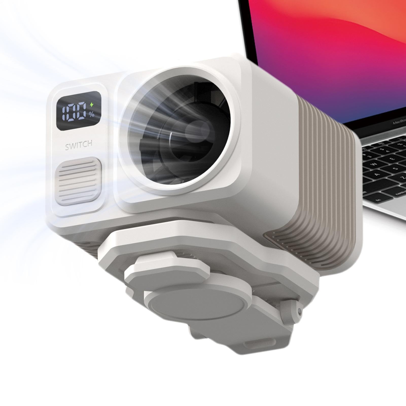 Ventilador de cintura recargable portátil con pantalla LED y sistema de flujo de aire fuerte