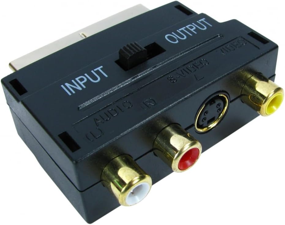 Psylins SCART Adapter - RCA, SVHS, Composite Audio Video converter Gold Plated All 21 pins connected