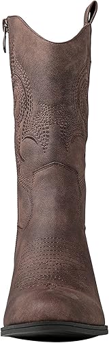 Miniatura 4 de GLOBALWIN Botas vaqueras occidentales de media pantorrilla para mujer, botas vaqueras de moda para mujer, tacón bajo grueso