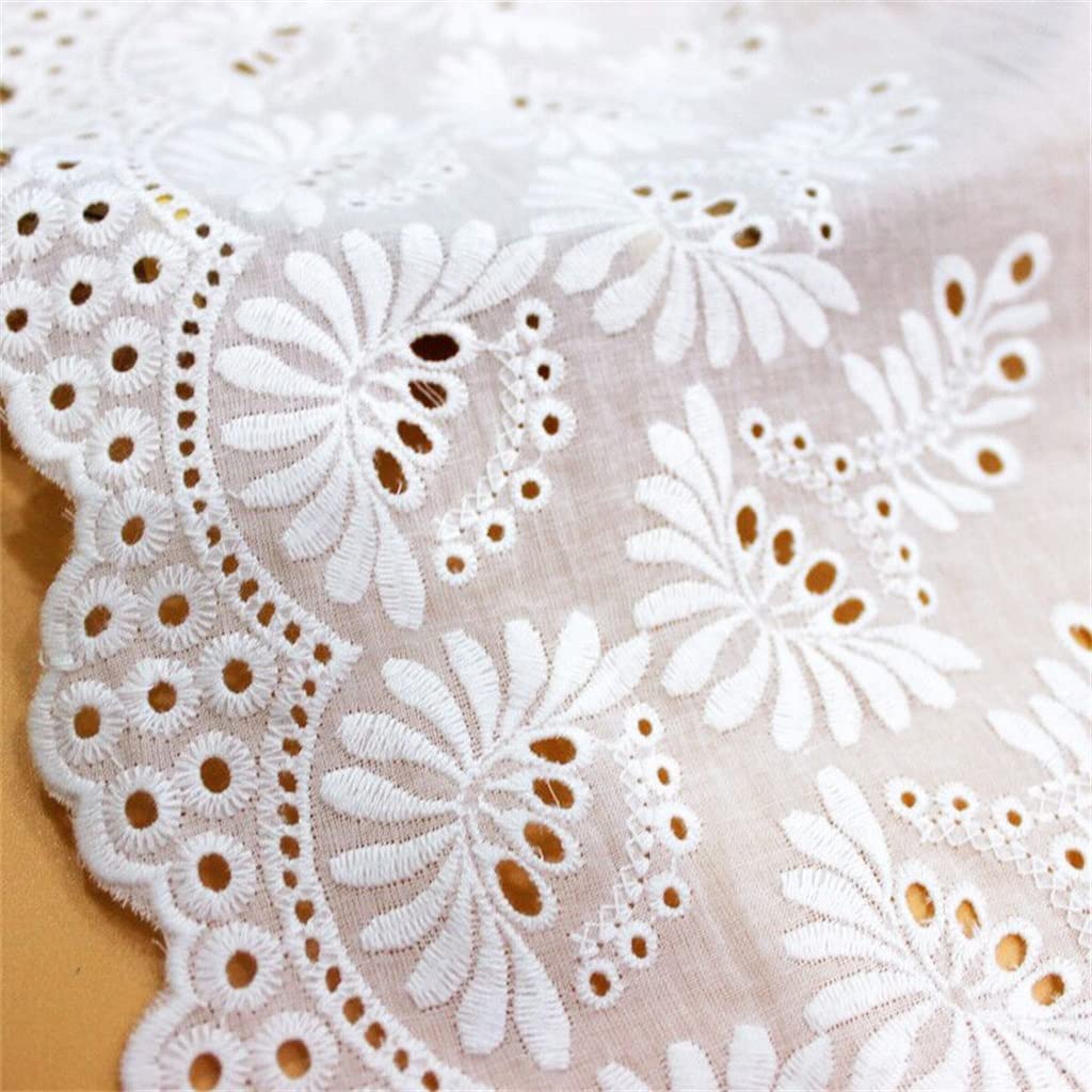 Générique Blanc Coton Creux Broderie Fleur Ruban Dentelle Tissu Bricolage Matériel Rideaux Robe Accessoires De Couture (Couleur : Blanc, Taille : 20CM) (Blanc 20CM)