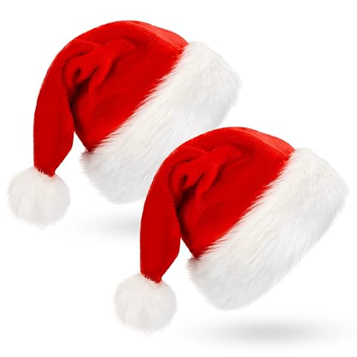 BOSONER Santa Hat: Christmas Hat Adult - Santa Hat for Women and Men - Led Santa Hat - 2 Pack