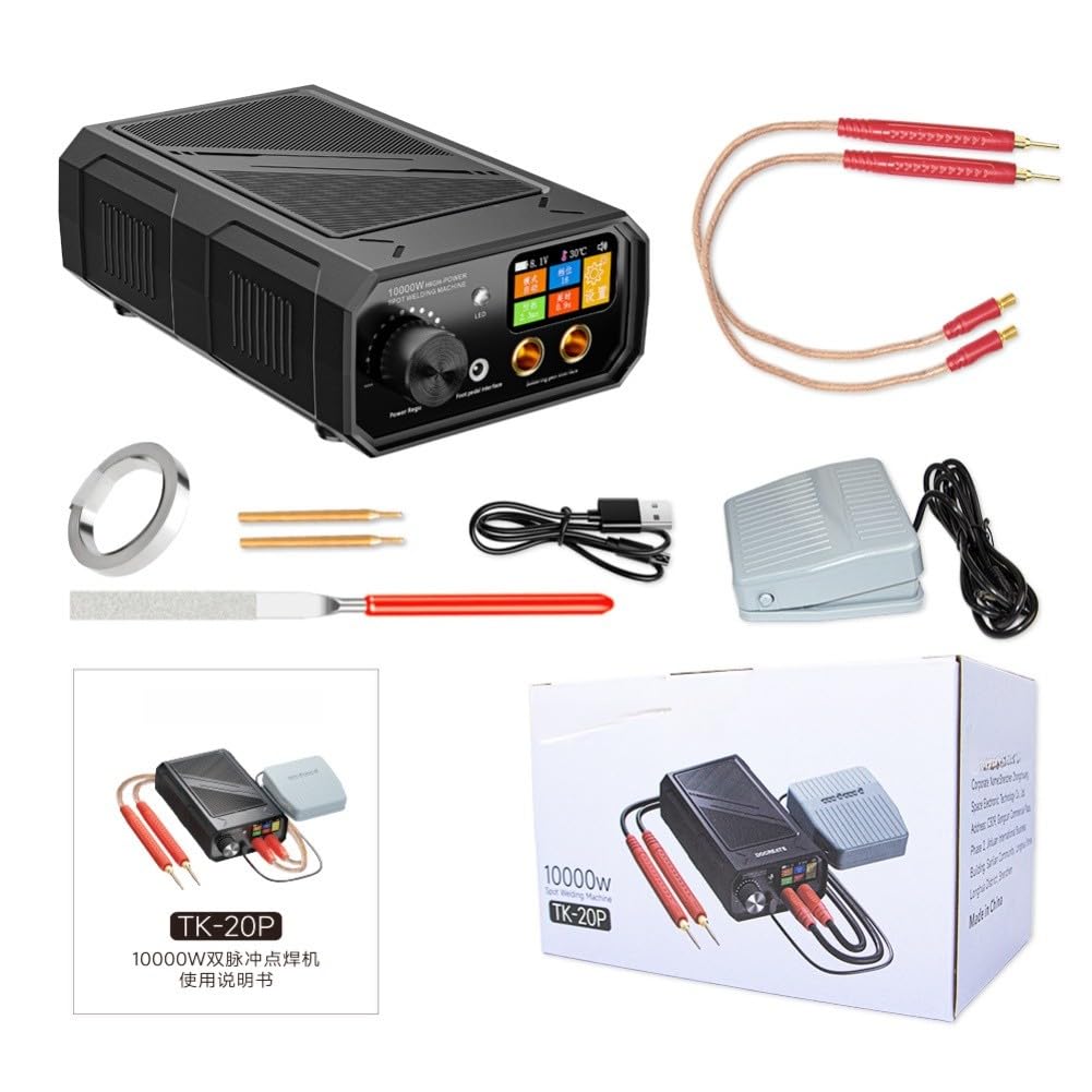 TK-20P Tragbarer 10000 W Zweipuls-Punktschweißgerät mit Fußpedal und LCD-Display – für DIY, sicheres & präzises Schweißen bis 0,3 mm