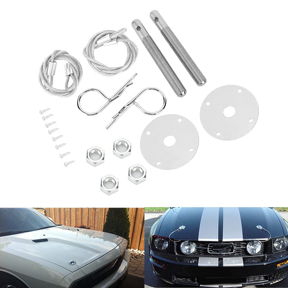 Cocoarm Kit de verrouillage de capots de voiture en clip, verrouillage de capots en acier inoxydable, pour voiture de course, voiture de sport, voiture modifiée, kit de verrouillage de goupille de