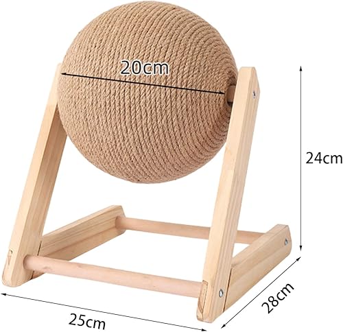 Miniatura 2 de BUYTER Rascador de madera maciza para gatos, muebles para mascotas, cuerda de sisal, bola rascadora, molienda, patas, juguete de raspador (L)